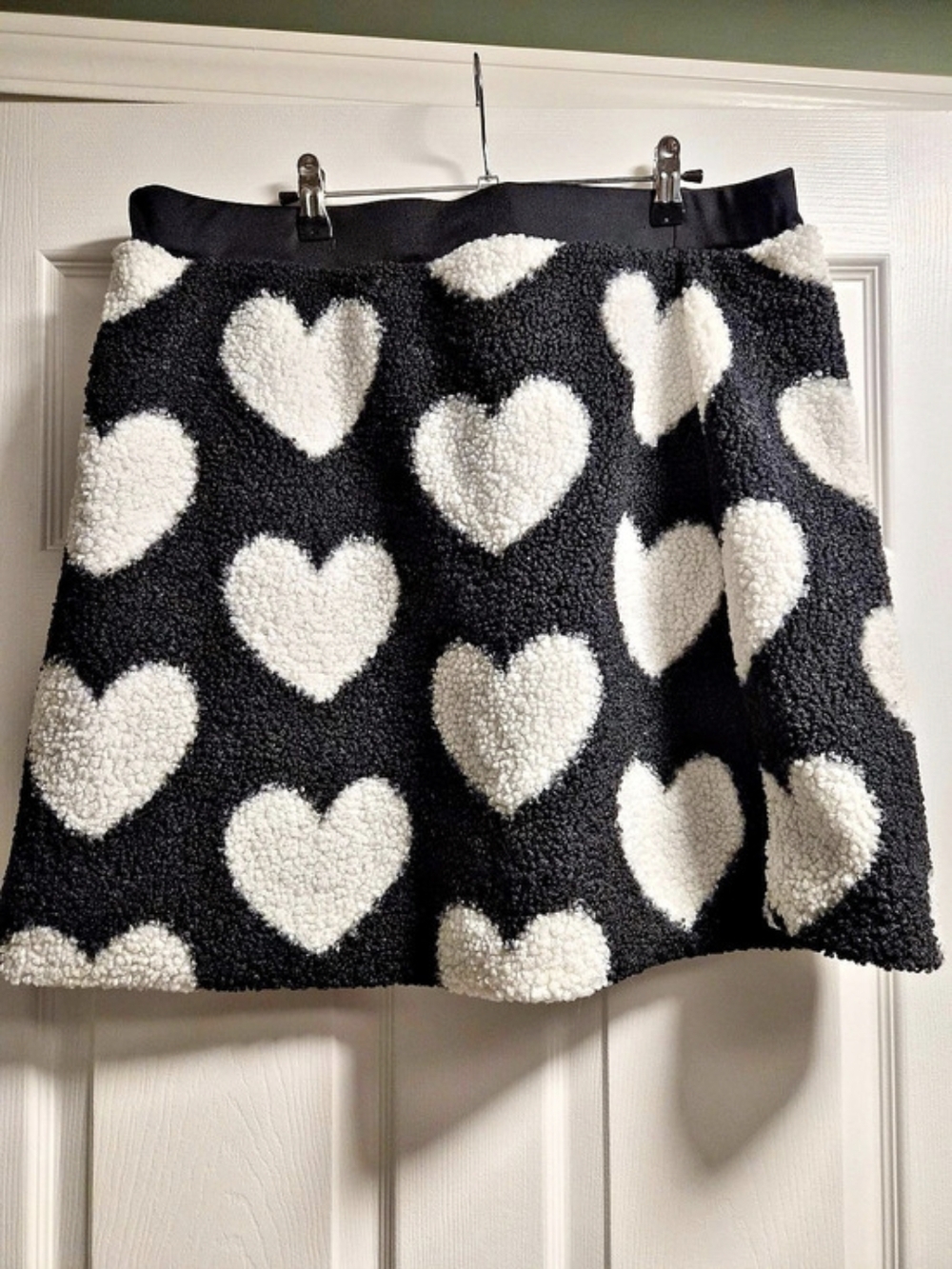 SHEIN Heart Print Skirt Mini Skirt Black & White Size 3XL
